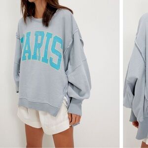 Free People Graphic Camden Pullover, Paris, XS